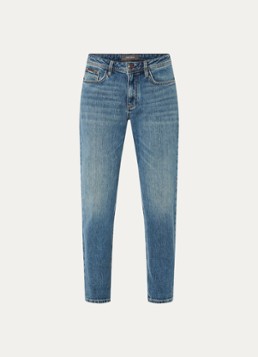 Mos Mosh Dames MMMelly high waist tapered fit cropped jeans met medium wassing in de kleur Indigo