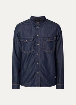 Mos Mosh Dames MMNatalie blouse van chambray met borstzakken in de kleur Donkerblauw