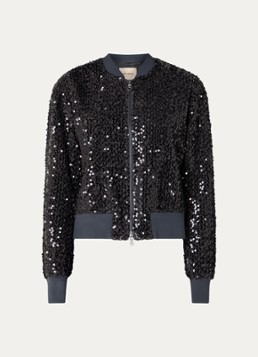 Mos Mosh Dames MMCate bomberjack met pailletten in de kleur Antraciet