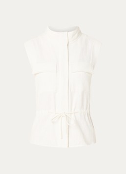 Mos Mosh Dames MMLelo gilet met borstzakken en strikceintuur in de kleur Gebroken wit