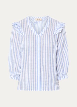 Mos Mosh Dames MMDebby blouse met streepprint in de kleur Lichtblauw
