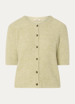 Mos Mosh Dames MMThora grofgebreid vest in alpaca wolblend in de kleur Lindegroen