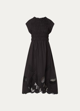 Mos Mosh Dames MMAria midi jurk met broderie in de kleur Zwart