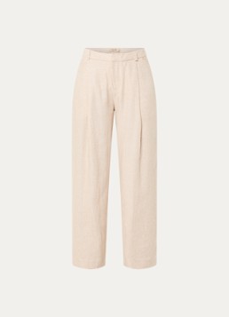 Mos Mosh Dames MMIssa high waist wide fit pantalon in linnenblend in de kleur Beige