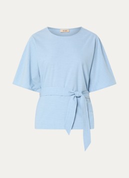 Mos Mosh Dames MMRikas top met strikceintuur in de kleur Lichtblauw