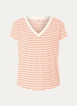 Mos Mosh Dames MMKala T-shirt met streepprint in de kleur Oranje
