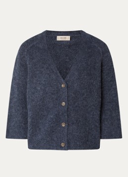Mos Mosh Dames MMThora Lizet grofgebreid vest in kasjmierblend in de kleur Donkerblauw