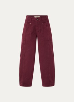Mos Mosh Dames MMRosy Via high waist cropped balloon fit jeans met gekleurde wassing in de kleur Bordeauxrood