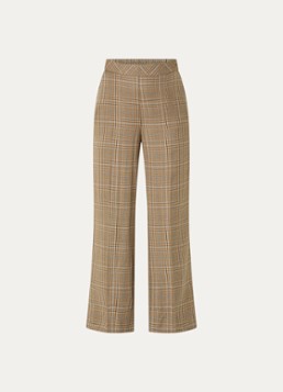 Mos Mosh Dames MMMie Kalif high waist wide fit pantalon in wolblend met ruitdessin in de kleur Khaki