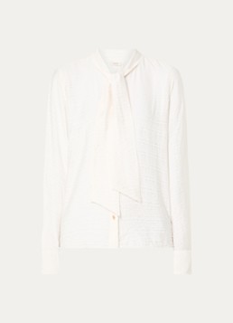Mos Mosh Dames MMSaba blouse met sjaalkraag in de kleur Gebroken wit