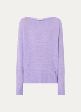 Mos Mosh Dames MMThora grofgebreide trui in alpaca wolblend met boothals in de kleur Violet