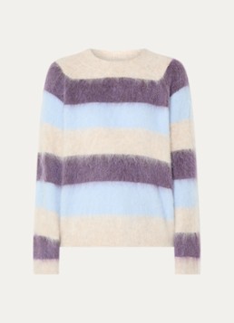 Mos Mosh Dames MMSuvi grofgebreide trui in alpaca wolblend met streepprint in de kleur Paars