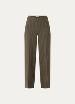 Mos Mosh Dames MMLeya York high wasit loose fit chino met streepprint in de kleur Donkerbeige