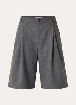 Mos Mosh Dames Hermione high waist wide fit korte broek met steekzakken in de kleur Grijs