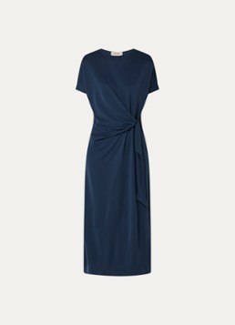 Mos Mosh Dames MMJuliette midi jurk met strikdetail in de kleur Donkerblauw