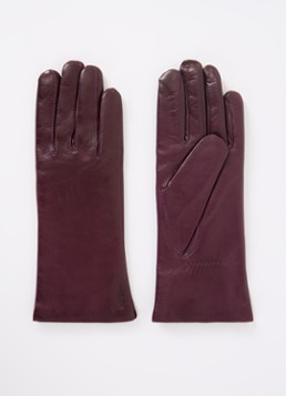 Hestra Dames Elisabeth handschoenen van leer in de kleur Aubergine, maat: 7