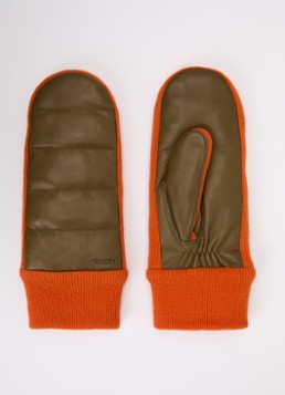 Hestra Dames Jeanne wanten met lamsleren details in de kleur Oranje, maat: 6