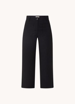 Sessùn Dames Hudkin high waist straight fit cropped pantalon met stretch in de kleur Zwart