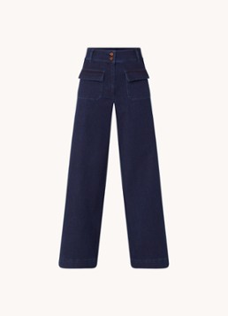 Sessùn Dames Manhattan high waist wide leg jeans met donkere wassing in de kleur Donkerblauw