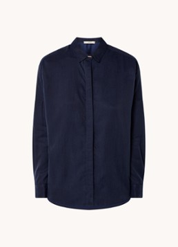 Sessùn Dames Lady D blouse met blinde knoopsluiting in de kleur Donkerblauw