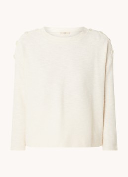 Sessùn Dames Austin fijngebreide trui met knoopdetail in de kleur Creme