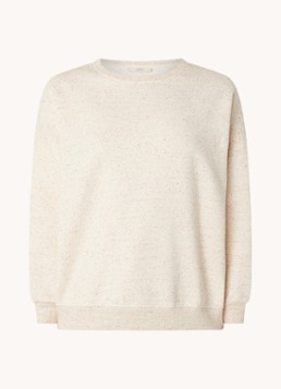 Sessùn Dames Chebbi oversized sweater in linnenblend met gemêleerd dessin in de kleur Creme