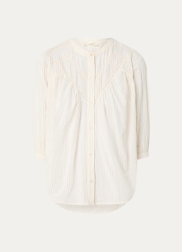Sessùn Dames Savi blouse met streepprint en pofmouw in de kleur Creme