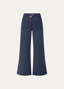 Sessùn Dames Manhatti high waist wide fit pantalon met opgestikte zakken in de kleur Donkerblauw