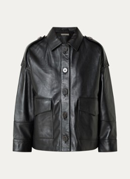 Sessùn Dames Harriboyd jack van lamsleer met klepzakken in de kleur Zwart