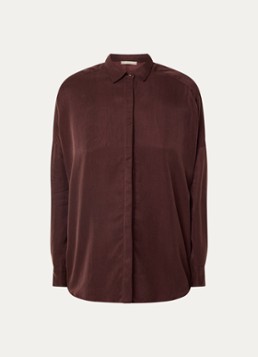 Sessùn Dames Lady D blouse met kraag in de kleur Donkerbruin