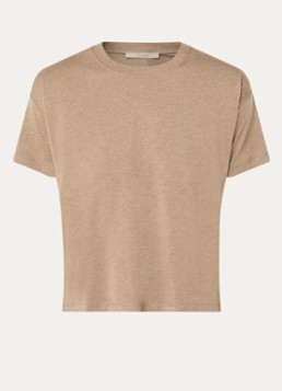 Sessùn Dames Too cropped T-shirt in de kleur Donkerbeige