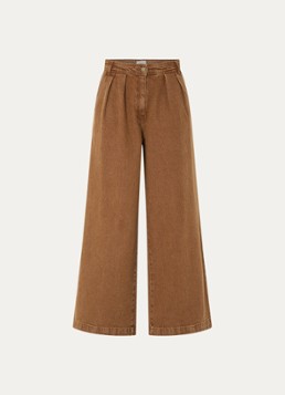 Sessùn Dames Diegui high waist wide fit palazzo broek van denim in de kleur Camel