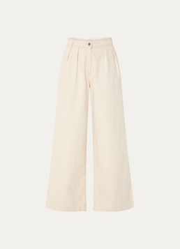 Sessùn Dames Diegui high waist wide fit palazzo broek van denim in de kleur Creme