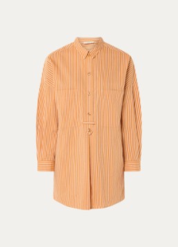 Sessùn Dames Fontella mini blousejurk met streeprint in de kleur Oranje