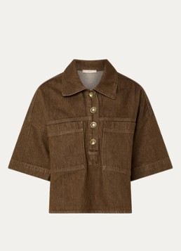 Sessùn Heren Newport tuniek van denim met borstzakken in de kleur Bruin