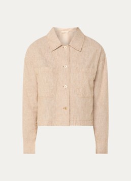 Sessùn Dames Notteri cropped blouse met krijtstreep en borstzakken in de kleur Cognac