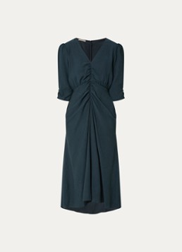 Sessùn Dames Nylia midi jurk met V-hals in de kleur Donkergroen