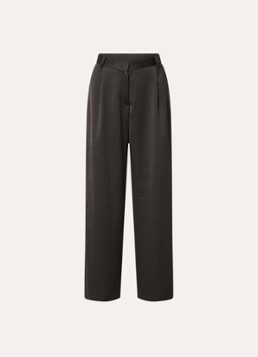 Sessùn Dames Provenco high waist wide leg pantalon met glanzende finish in de kleur Donkerbruin