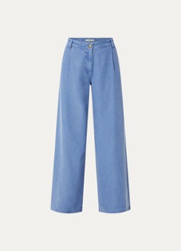 Sessùn Dames Provenco high waist wide fit broek van chambray in de kleur Indigo