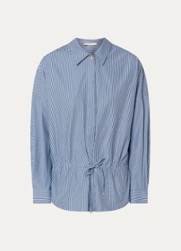 Sessùn Dames Santalin blouse met streepprint en trekkoord in de kleur Staalblauw