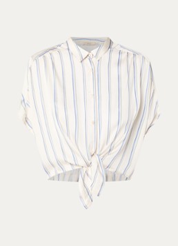 Sessùn Dames Alfancy cropped blouse met gestrikt detail in de kleur Gebroken wit