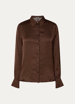 Sessùn Dames Britjet blouse met print in de kleur Donkerbruin