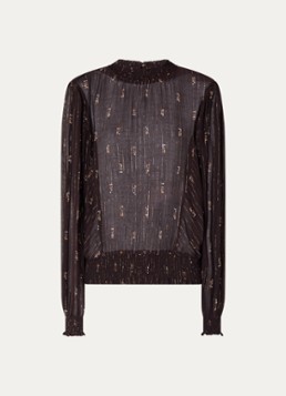 Sessùn Dames Duchess semi-transparante tuniek met print en lurex in de kleur Donkerbruin