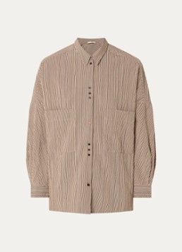 Sessùn Dames Fontania blouse met streepprint in de kleur Donkerbeige