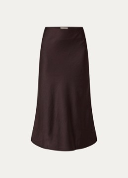 Sessùn Dames Gilda midi rok van satijn in de kleur Aubergine