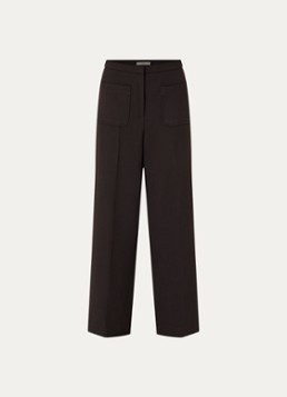 Sessùn Dames Alberwool high waist straight fit cropped broek met opgestikte zakken in de kleur Bruin