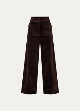 Sessùn Dames Manhastreet high waist wide fit chino van corduroy in de kleur Bruin