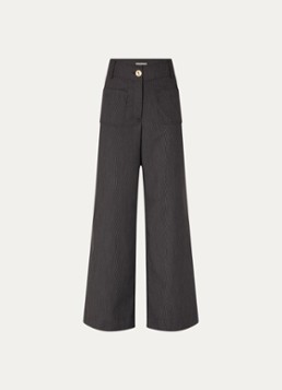 Sessùn Dames Manhatti high waist wide fit broek met steekzakken in de kleur Donkerbruin