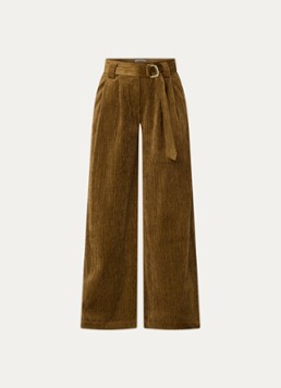 Sessùn Dames Rivel high waist wide fit pantalon van corduroy in de kleur Lichtbruin