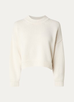 Sessùn Dames Spero fijngebreide cropped trui van wol in de kleur Gebroken wit